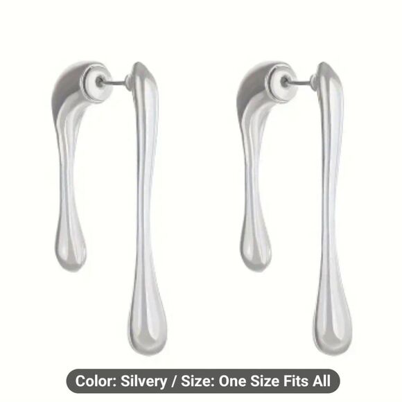 Nilcashopper Jewelry Jewelry - Luxurious Irregular Shape Teardrop Earrings 14K White Gold Plated